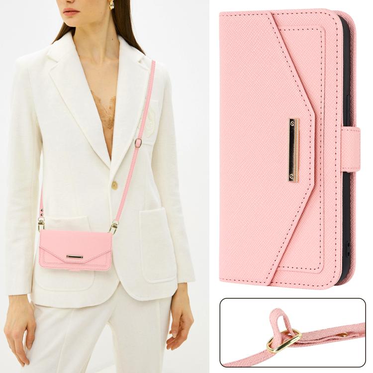 Funda de Cuero Textura Cruzada con Cordón para Sony Xperia 1 IV (Rosa)