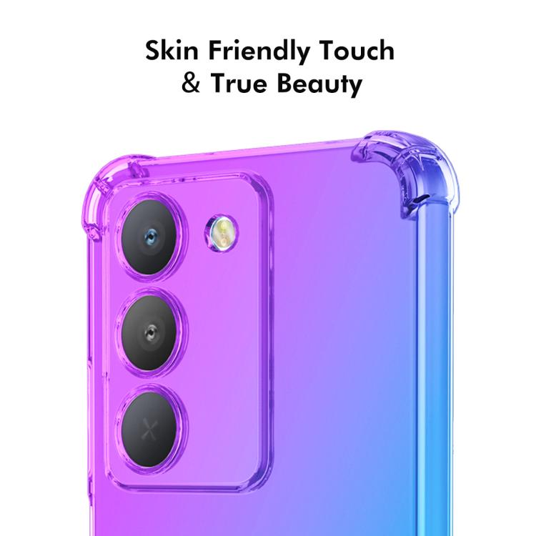 Funda de TPU Enkay Hat-Prince con Degradado y Airbag para Realme 14X India / V60 Pro (Morado y Dorado)