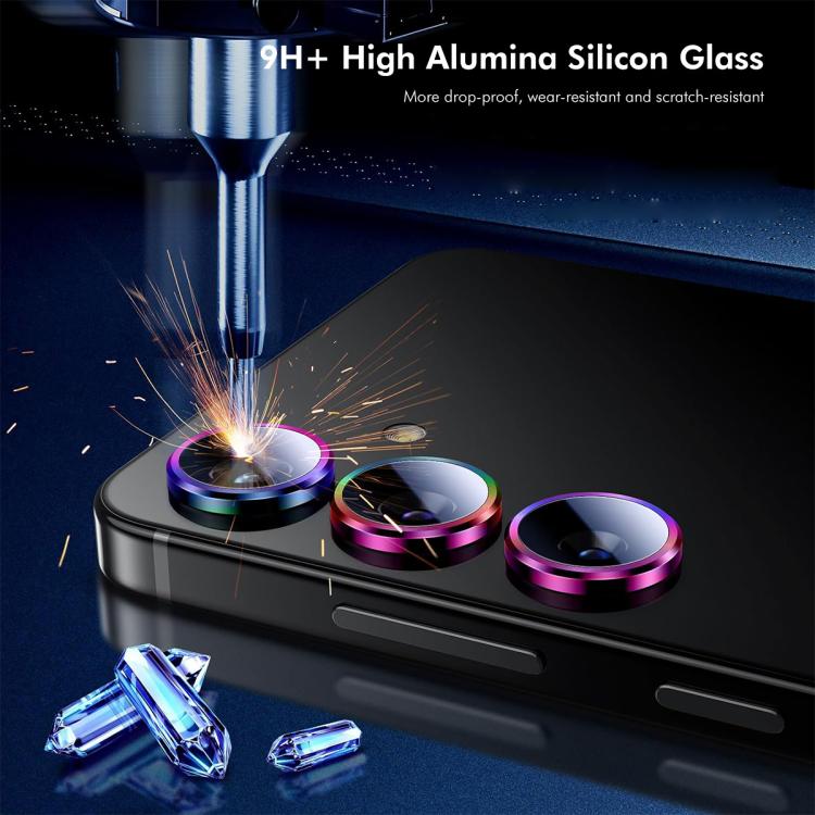 ENKAY Hat-Prince 9H - Lente de cámara trasera para Samsung Galaxy S25 FE 5G, película de vidrio templado de aleación de aluminio (morado)