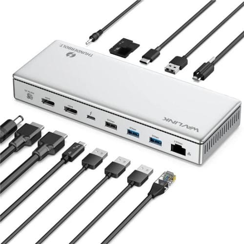 Estación de Acoplamiento Wavlink Utd45 96 W Thunderbolt 4 Concentrador 13 En 1 para Pantallas 8K/4K (Enchufe Australiano)