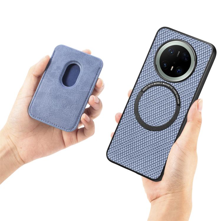 Funda de cuero de fibra de carbono con tarjetero Magsafe para Huawei nova 14 Pro (verde)