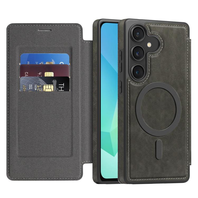 Funda de cuero Linton MagSafe para Samsung Galaxy A16 5G (gris)