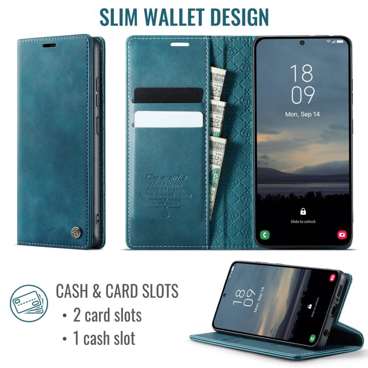Funda para Samsung Galaxy A51 CaseMe 033 con forro de piel de becerro, microfibra y bloqueo RFID (verde)