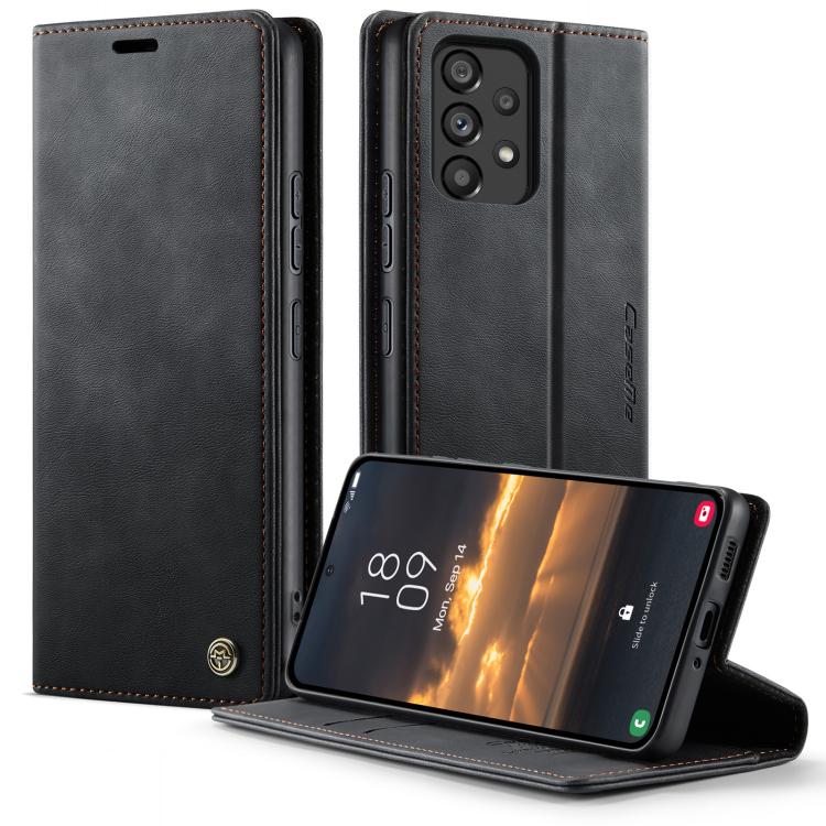 Funda para Samsung Galaxy A53 CaseMe 033 con forro de piel de becerro, microfibra y bloqueo RFID (negra)