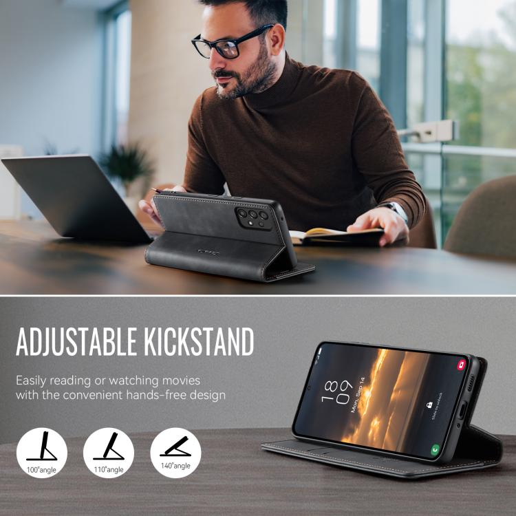 Funda para Samsung Galaxy A53 CaseMe 033 con forro de piel de becerro, microfibra y bloqueo RFID (negra)