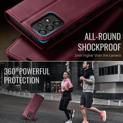 Funda para Samsung Galaxy A53 CaseMe 033 con forro de piel de becerro, microfibra y bloqueo RFID (roja)