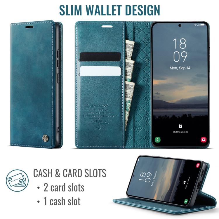 Funda para Samsung Galaxy A53 CaseMe 033 con forro de piel de becerro, microfibra y bloqueo RFID (verde)