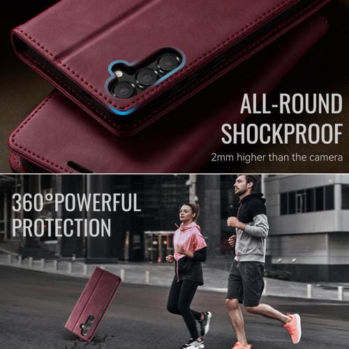 Funda para Samsung Galaxy A54 CaseMe 033 con forro de piel de becerro, microfibra y bloqueo RFID (roja)