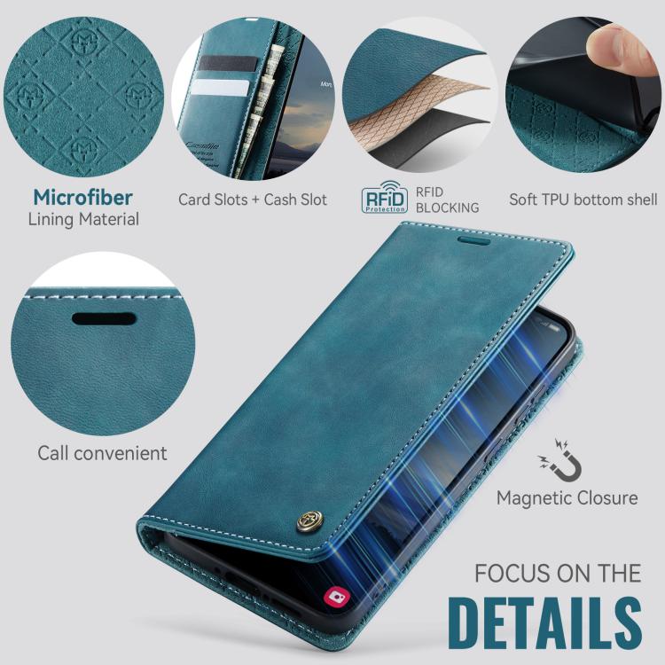 Funda para Samsung Galaxy A54 CaseMe 033 con forro de piel de becerro, microfibra y bloqueo RFID (verde)