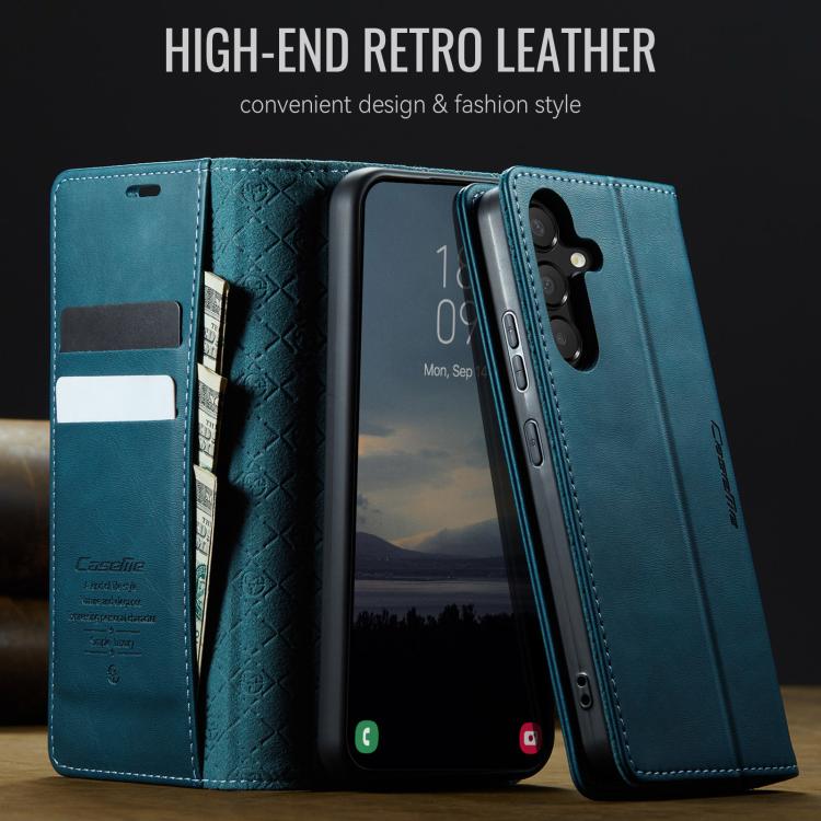 Funda para Samsung Galaxy A54 CaseMe 033 con forro de piel de becerro, microfibra y bloqueo RFID (verde)