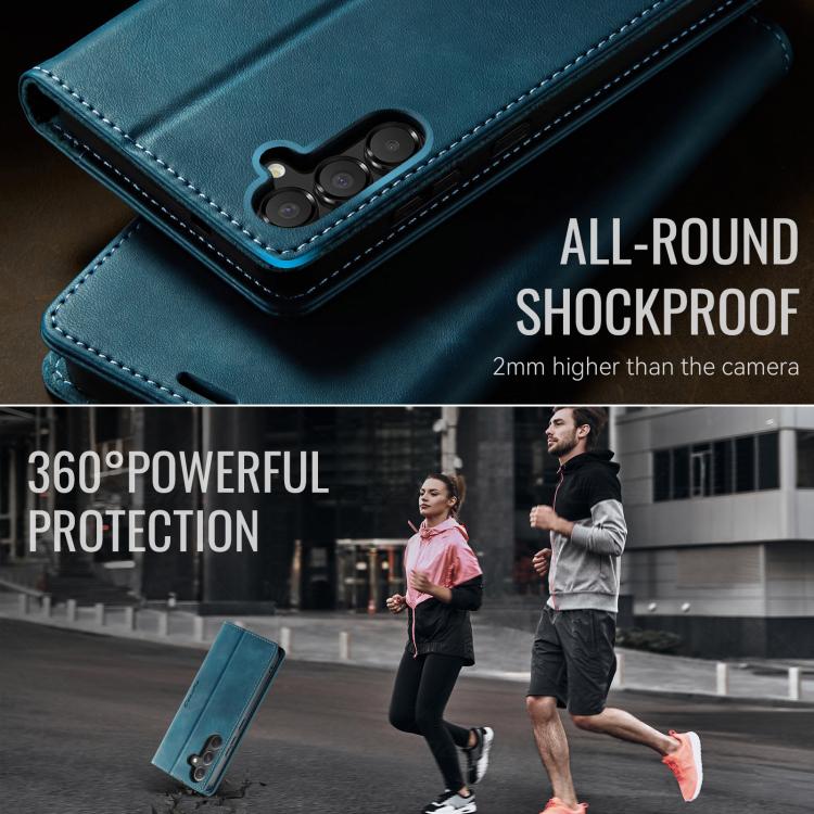 Funda para Samsung Galaxy A54 CaseMe 033 con forro de piel de becerro, microfibra y bloqueo RFID (verde)