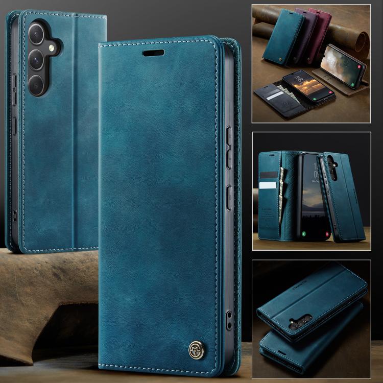Funda para Samsung Galaxy A54 CaseMe 033 con forro de piel de becerro, microfibra y bloqueo RFID (verde)