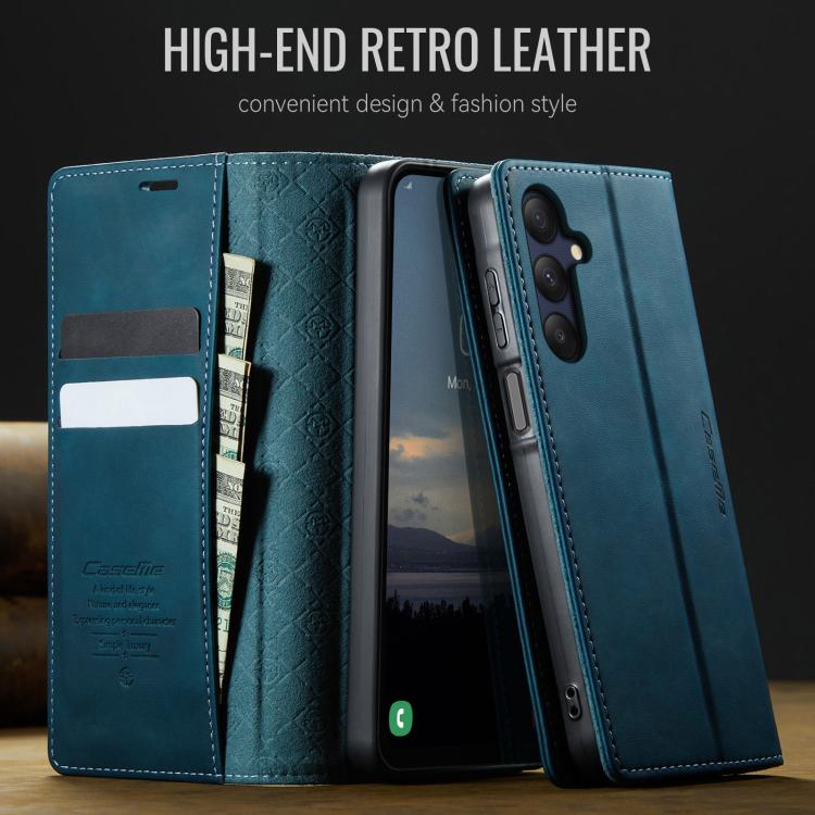 Funda para Samsung Galaxy A25 CaseMe 033 con forro de piel de becerro, microfibra y bloqueo RFID (verde)