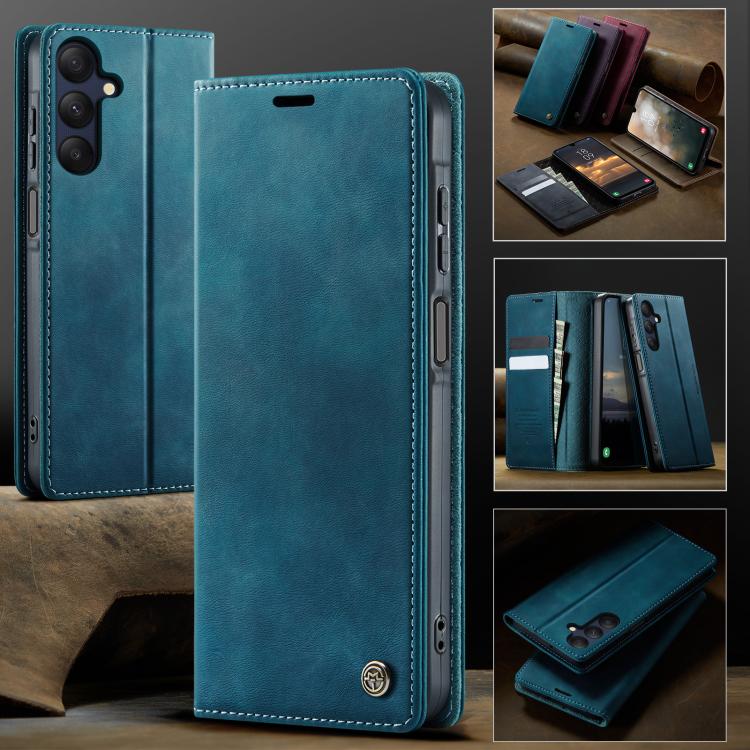 Funda para Samsung Galaxy A25 CaseMe 033 con forro de piel de becerro, microfibra y bloqueo RFID (verde)