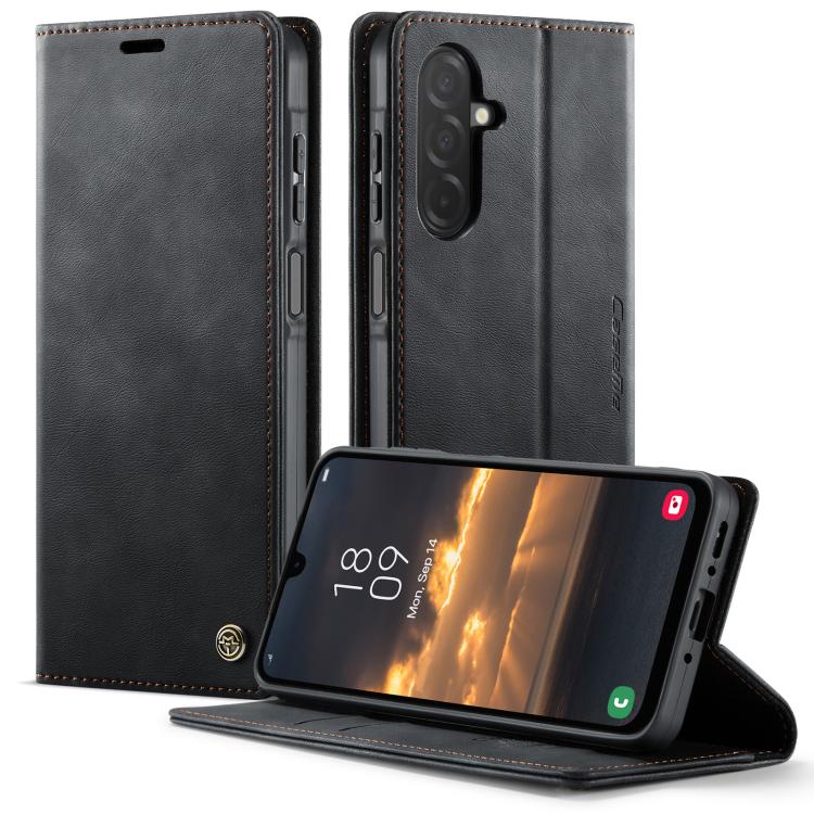Funda para Samsung Galaxy A26 CaseMe 033 con forro de piel de becerro, microfibra y bloqueo RFID (negra)