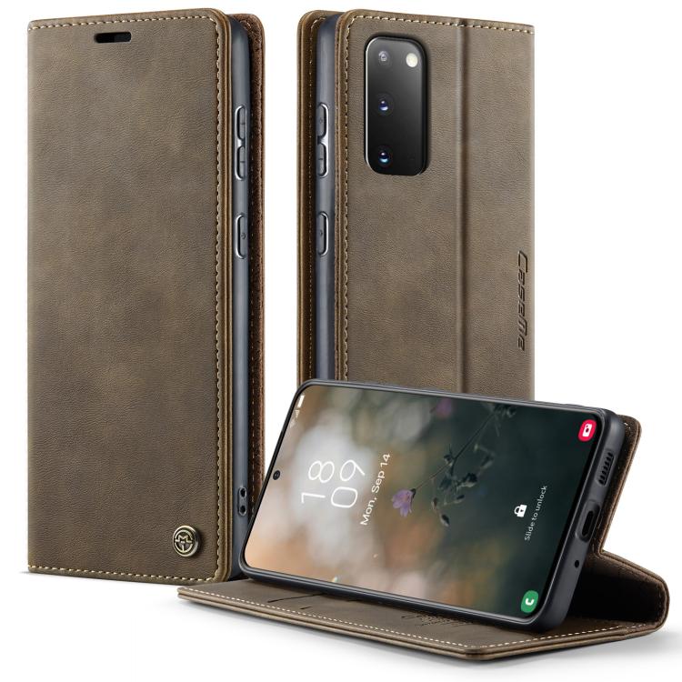 Funda para Samsung Galaxy S20 CaseMe 033 con forro de piel de becerro, microfibra y bloqueo RFID (café)