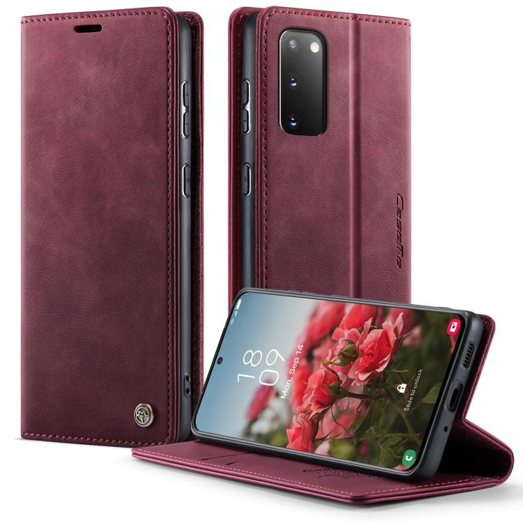 Funda para Samsung Galaxy S20 CaseMe 033 con forro de piel de becerro, microfibra y bloqueo RFID (roja)