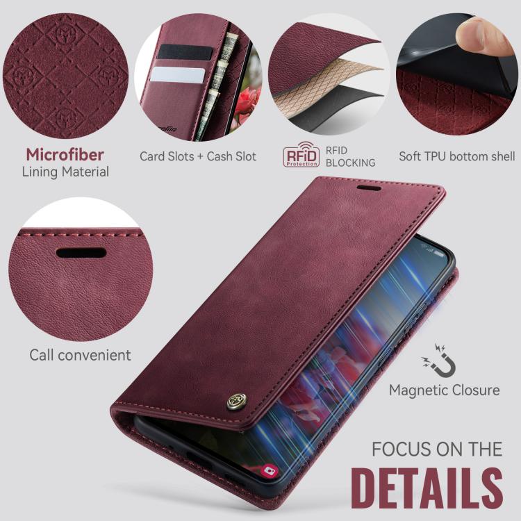 Funda para Samsung Galaxy S20 CaseMe 033 con forro de piel de becerro, microfibra y bloqueo RFID (roja)