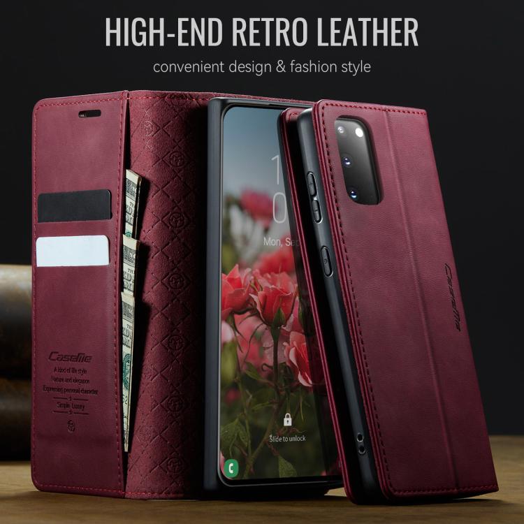 Funda para Samsung Galaxy S20 CaseMe 033 con forro de piel de becerro, microfibra y bloqueo RFID (roja)