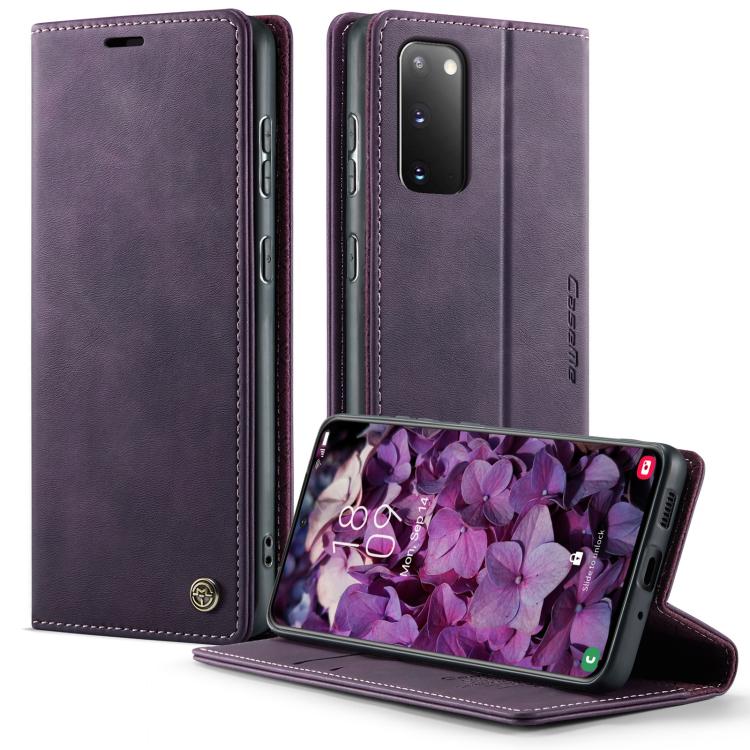 Funda para Samsung Galaxy S20 CaseMe 033 con forro de piel de becerro, microfibra y bloqueo RFID (morado)