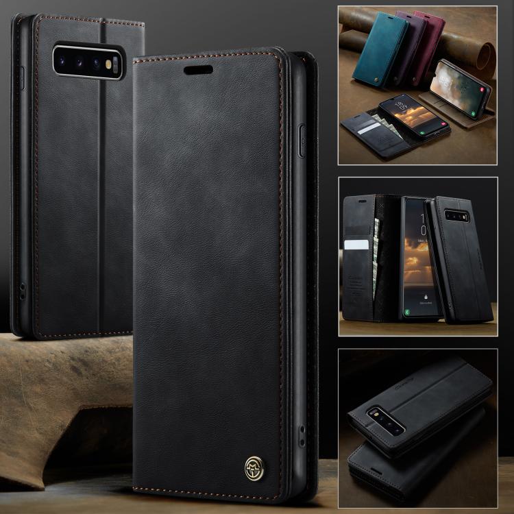 Funda para Samsung Galaxy S10 CaseMe 033 con forro de piel de becerro, microfibra y bloqueo RFID (negra)