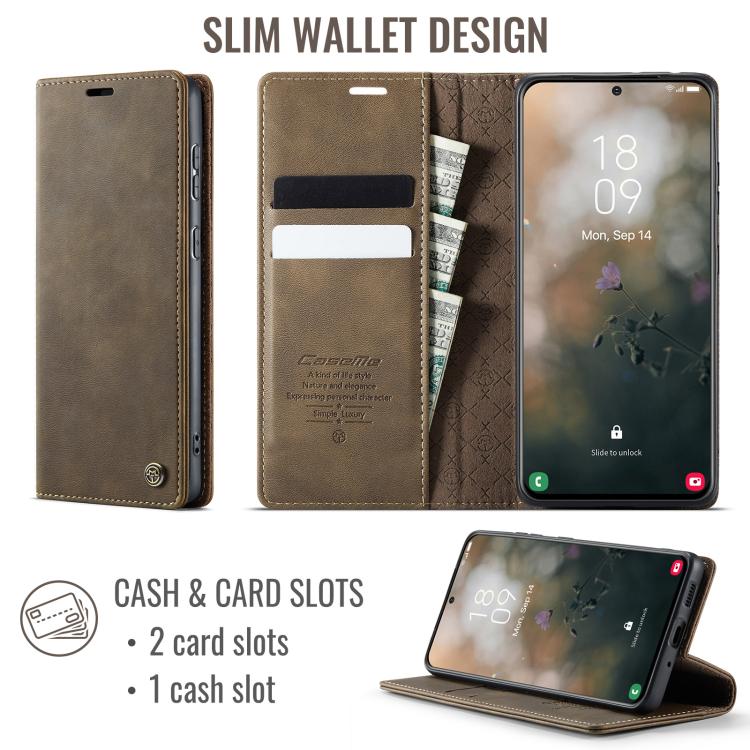 Funda para Samsung Galaxy S20 Ultra CaseMe 033 con forro de piel de becerro, microfibra y bloqueo RFID (café)