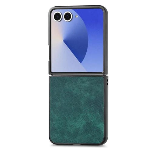 Funda trasera de cuero vintage para Samsung Galaxy Z Flip 7 5G (verde)