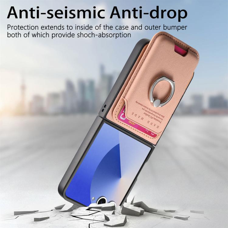 Funda de tela sarga con anillo magnético para Samsung Galaxy Z Flip7 5G (rosa)