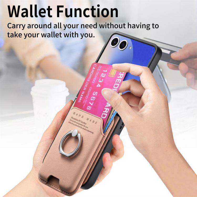 Funda de tela sarga con anillo magnético para Samsung Galaxy Z Flip7 5G (rosa)