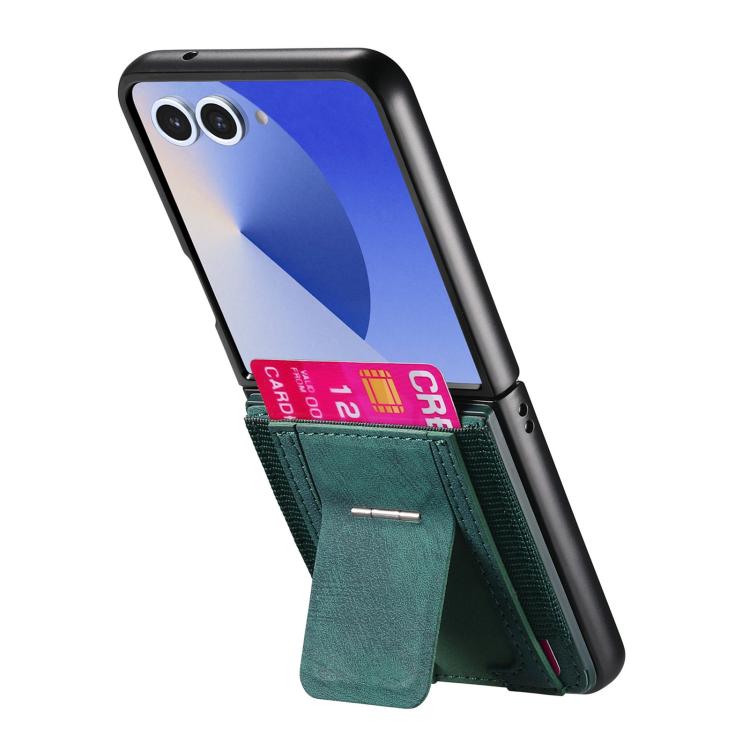 Funda de cuero retro plegable con soporte y tarjetero elástico para Samsung Galaxy Z Flip7 5G (verde)