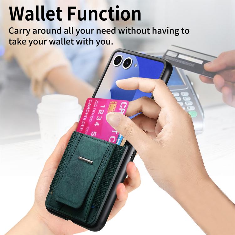 Funda de cuero retro plegable con soporte y tarjetero elástico para Samsung Galaxy Z Flip7 5G (verde)