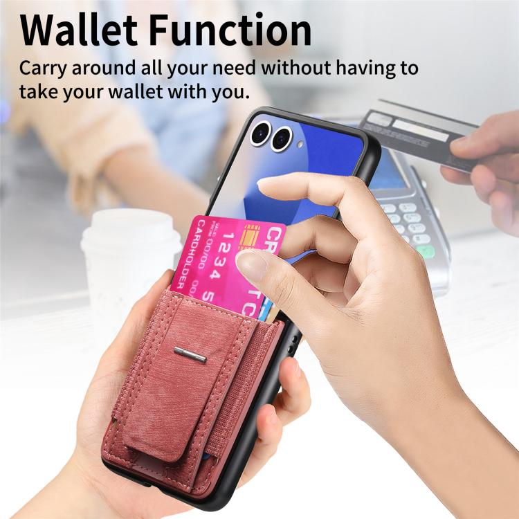 Funda de cuero retro plegable con soporte y tarjetero elástico para Samsung Galaxy Z Flip7 5G (rosa)