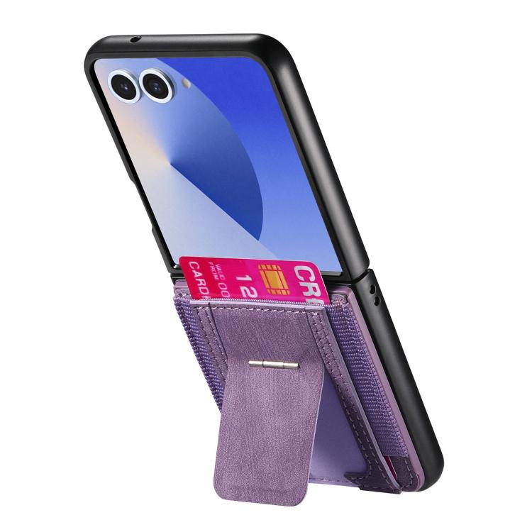 Funda de cuero retro plegable con soporte y tarjetero elástico para Samsung Galaxy Z Flip7 5G (morado)