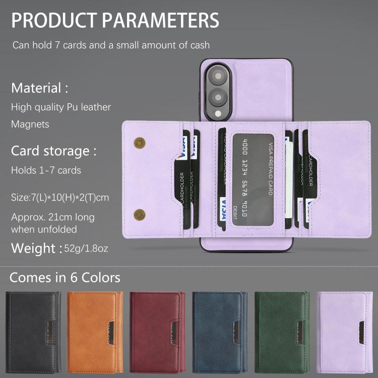 Funda de cuero plegable triple Kalebol con imán fuerte MagSafe para Samsung Galaxy S25 Edge 5G (morado)