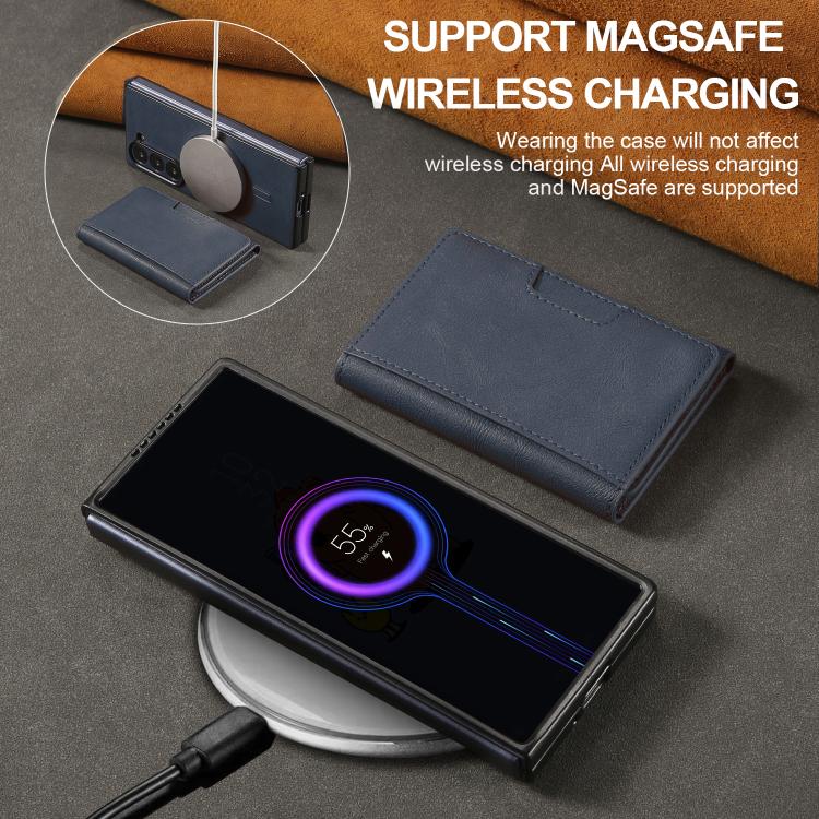 Funda de cuero plegable triple con imán fuerte Kalebol para Samsung Galaxy Z Fold7 (azul)