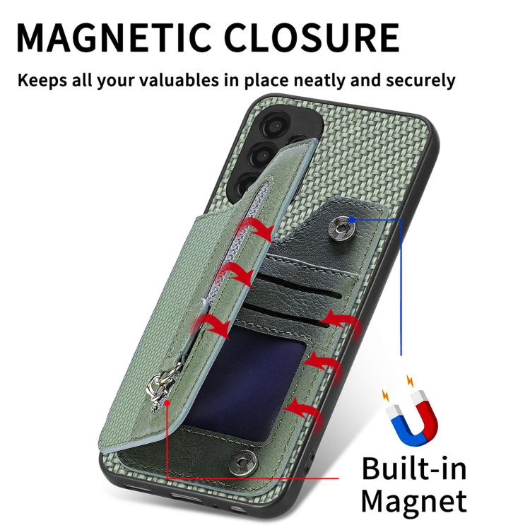 Funda tipo cartera con cremallera horizontal de fibra de carbono para Huawei nova 14 Pro (marrón)