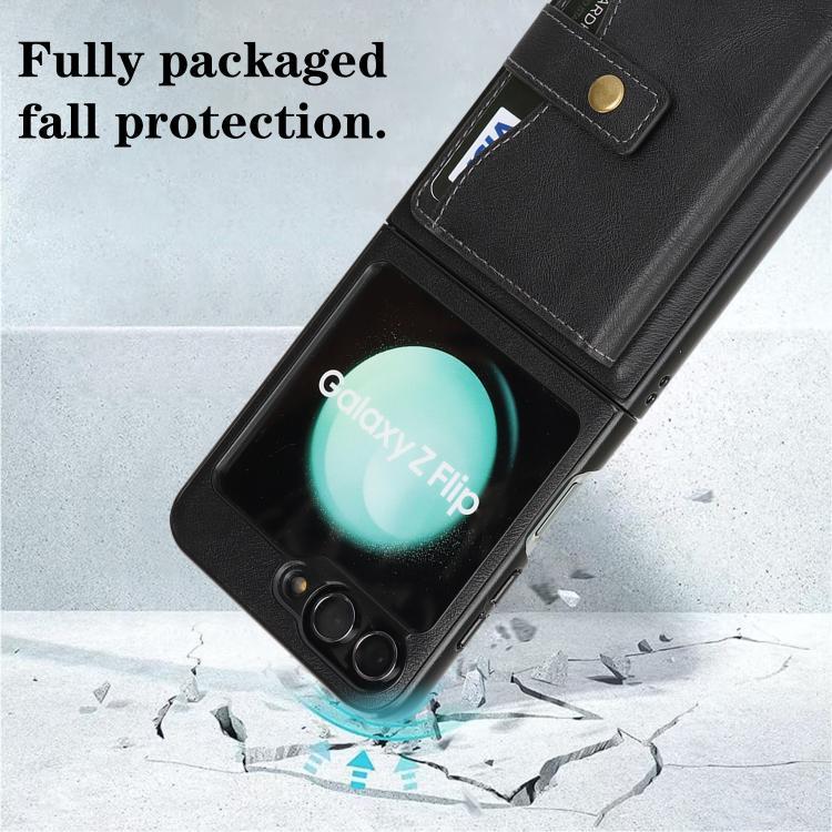 Funda de cuero con anillo MagSafe para Samsung Galaxy Z Flip6 (negro)