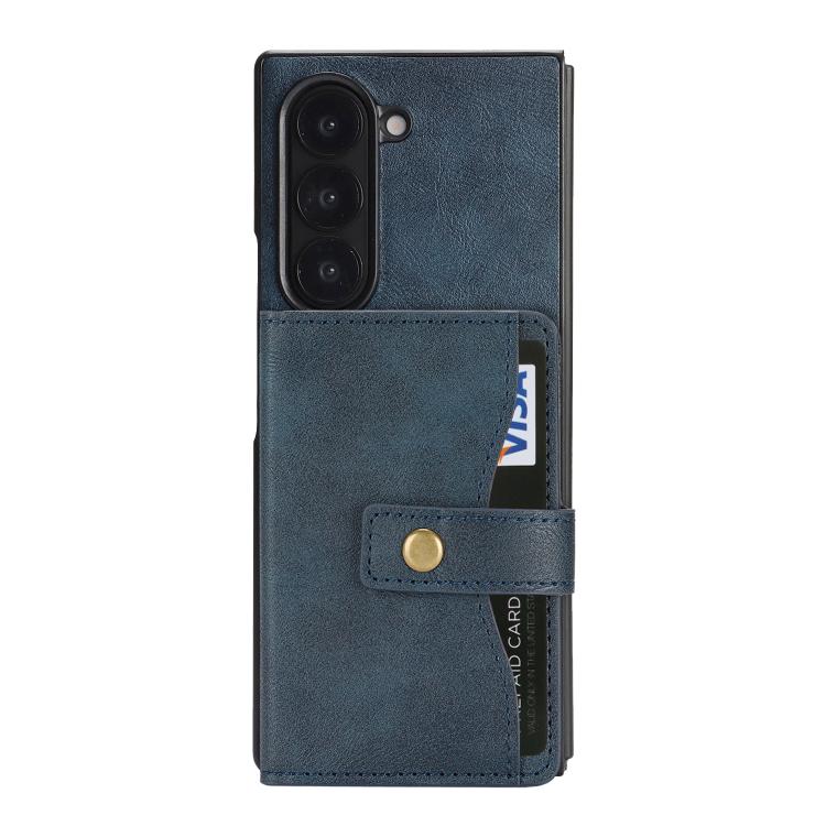 Funda de cuero con anillo MagSafe para Samsung Galaxy Z Fold6 (azul)