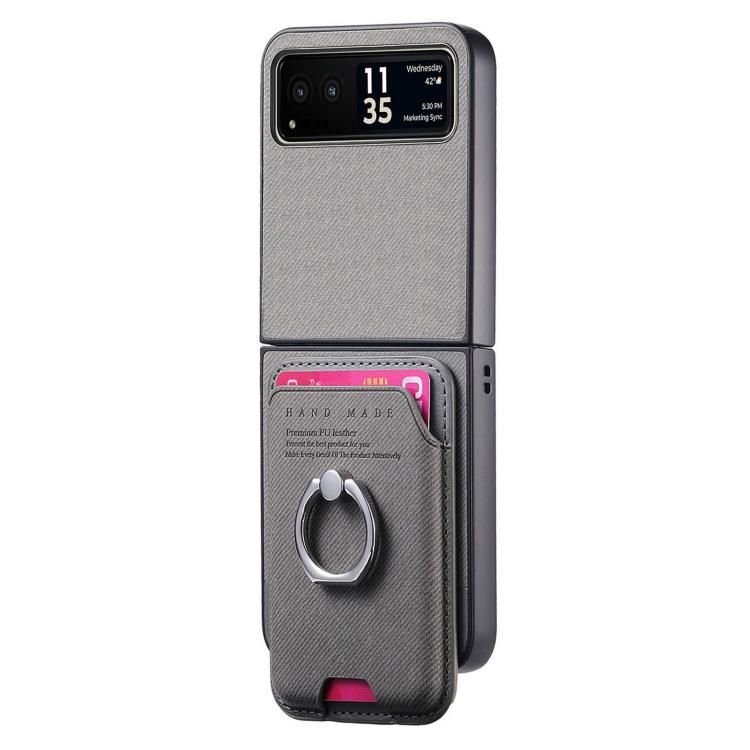 Funda de tela sarga con anillo magnético para Motorola Moto Razr 40 (gris)