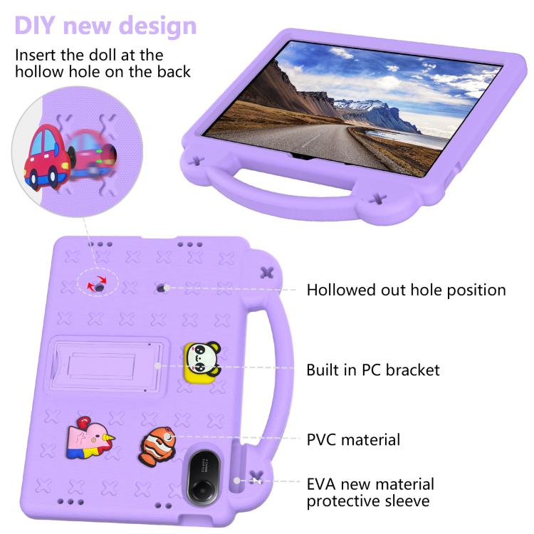 Funda de EVA a prueba de golpes para Xiaomi Redmi Pad 2 11 2025 con asa y soporte para niños (morado claro)