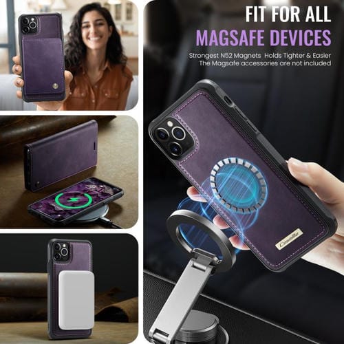 Funda de cuero desmontable CaseMe C49 para iPhone 11 Pro, con bloqueo RFID y MagSafe (morado)