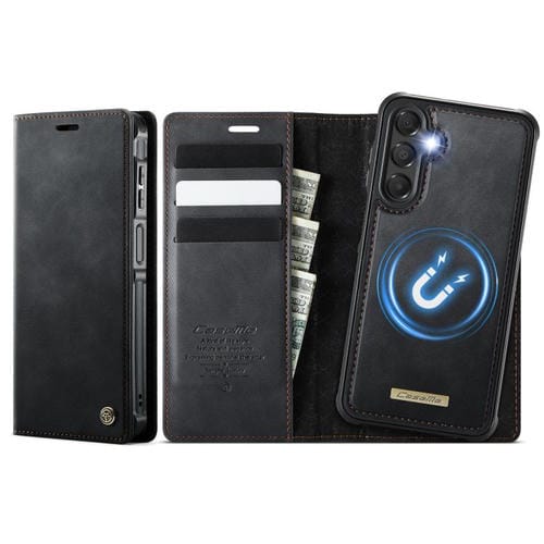 Funda de cuero desmontable con bloqueo RFID magnético para Samsung Galaxy A16 5G CaseMe C49 (negro)