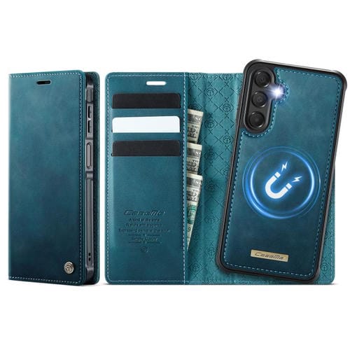 Funda de cuero desmontable con bloqueo RFID magnético CaseMe C49 para Samsung Galaxy A15 (verde)
