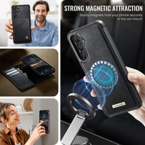 Funda de cuero desmontable con bloqueo RFID magnético para Samsung Galaxy A54 5G CaseMe C49 (negro)