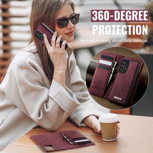 Funda de cuero desmontable con bloqueo RFID magnético para Samsung Galaxy A53 5G CaseMe C49 (roja)