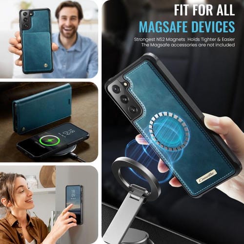 Funda de cuero desmontable CaseMe C49 con bloqueo RFID magnético para Samsung Galaxy S21 5G (verde)