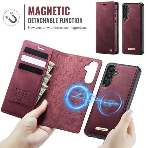 Funda de cuero desmontable con bloqueo RFID magnético CaseMe C49 para Samsung Galaxy A55/A35 5G (roja)