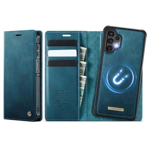 Funda de cuero desmontable CaseMe C49 con bloqueo RFID magnético para Samsung Galaxy A13/A04s (verde)