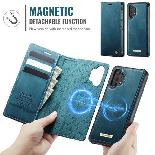 Funda de cuero desmontable CaseMe C49 con bloqueo RFID magnético para Samsung Galaxy A13/A04s (verde)