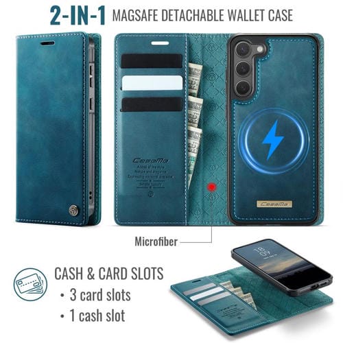 Funda de cuero desmontable con bloqueo RFID magnético para Samsung Galaxy S23+ 5G CaseMe C49 (verde)